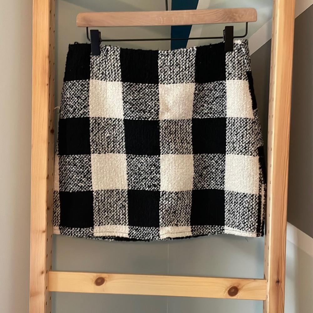 Black & White Plaid Corduroy Skirt, Forever 21, Size Small